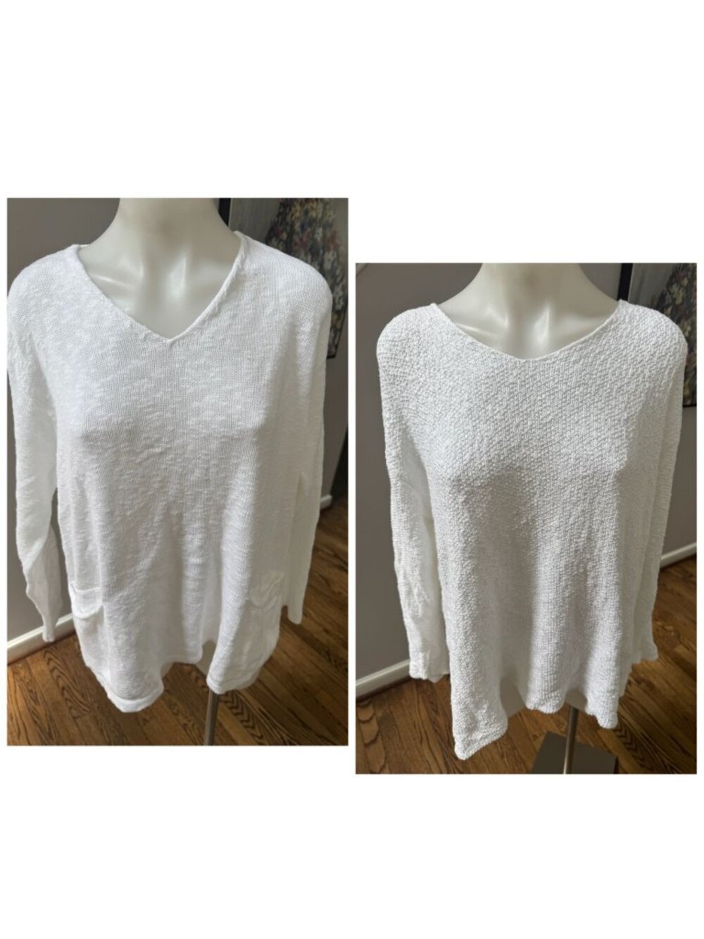 AVALIN Lot Bundle of 2 White Cotton Sweaters One Size